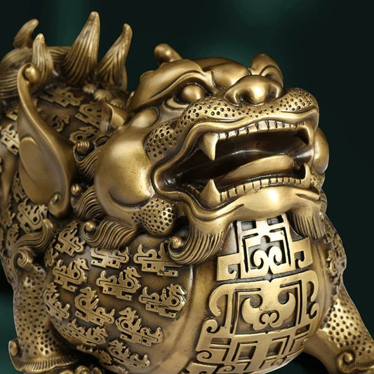 Orient Bronze · 华夏铜艺 纯铜富贵貔貅摆件,失蜡法铸造,黄铜材质,手工打磨,威武霸气,招财守财镇宅辟邪。