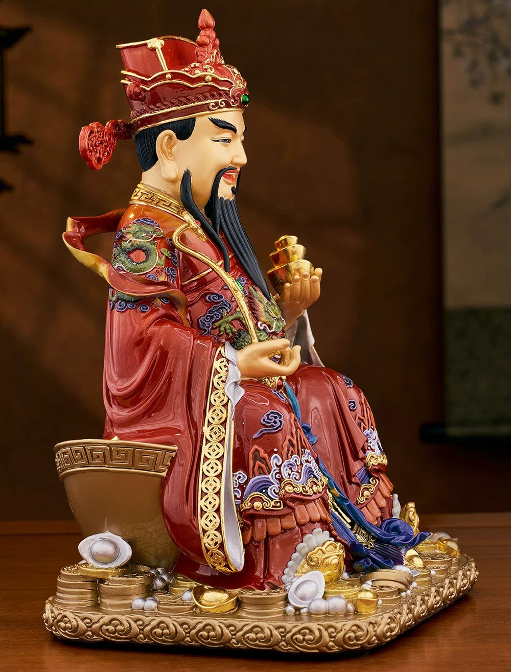 纳福系列 · 纯铜彩绘文财神像